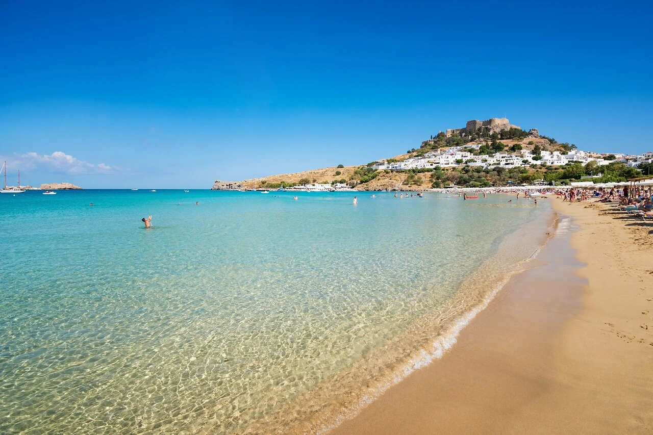Family on Rhodes Beach